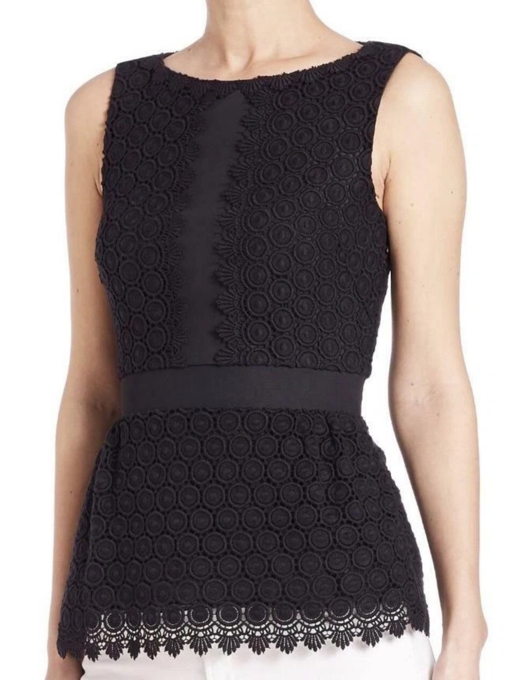 Diane Von Furstenberg Black Lace Peplum Camisole